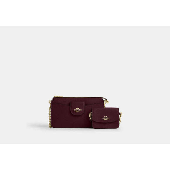 Coach Handbags - Coach 🆕 Poppy Crossbody Bag with card case dark wine Gold hardware
